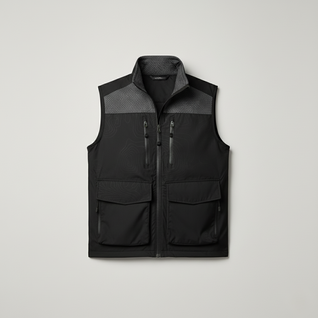 Mens Lightweight Waterproof Hiking Vest with Breathable Mesh and Six Pockets for Outdoor Adventures
