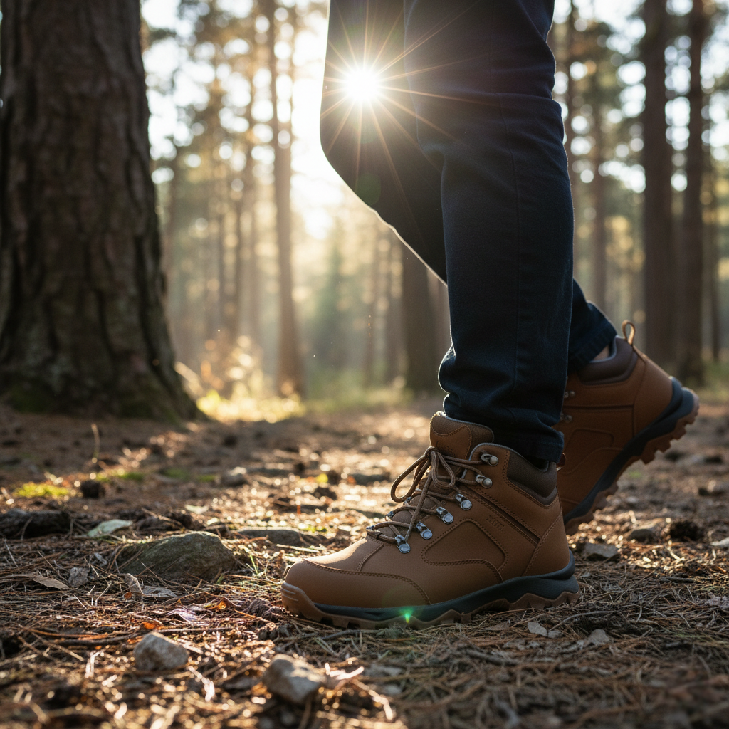Mens Suede Hiking Shoes with Non Slip Rubber Sole and Ankle Support for Trail and Mountain Treks