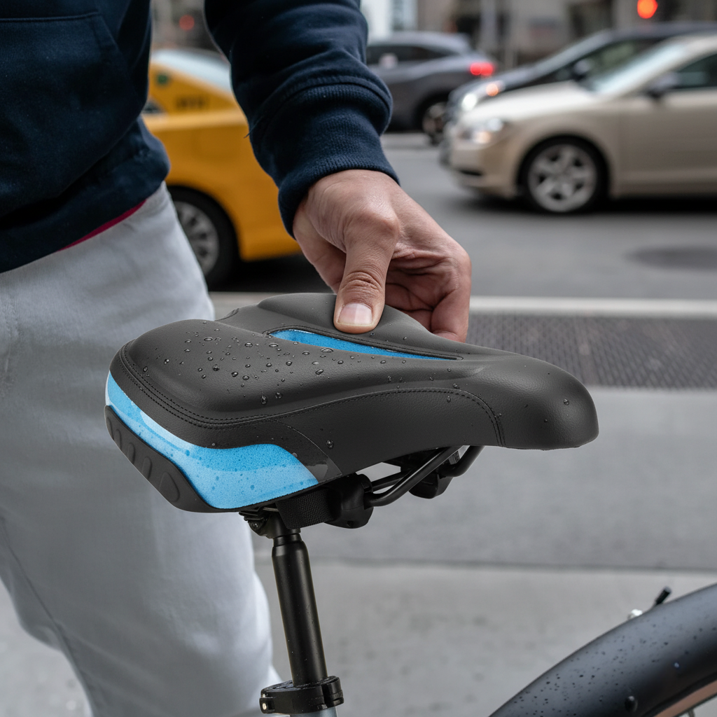Waterproof Shock-Absorbing Bike Seat Cushion with Foam Padding for City and E-Bike Rides