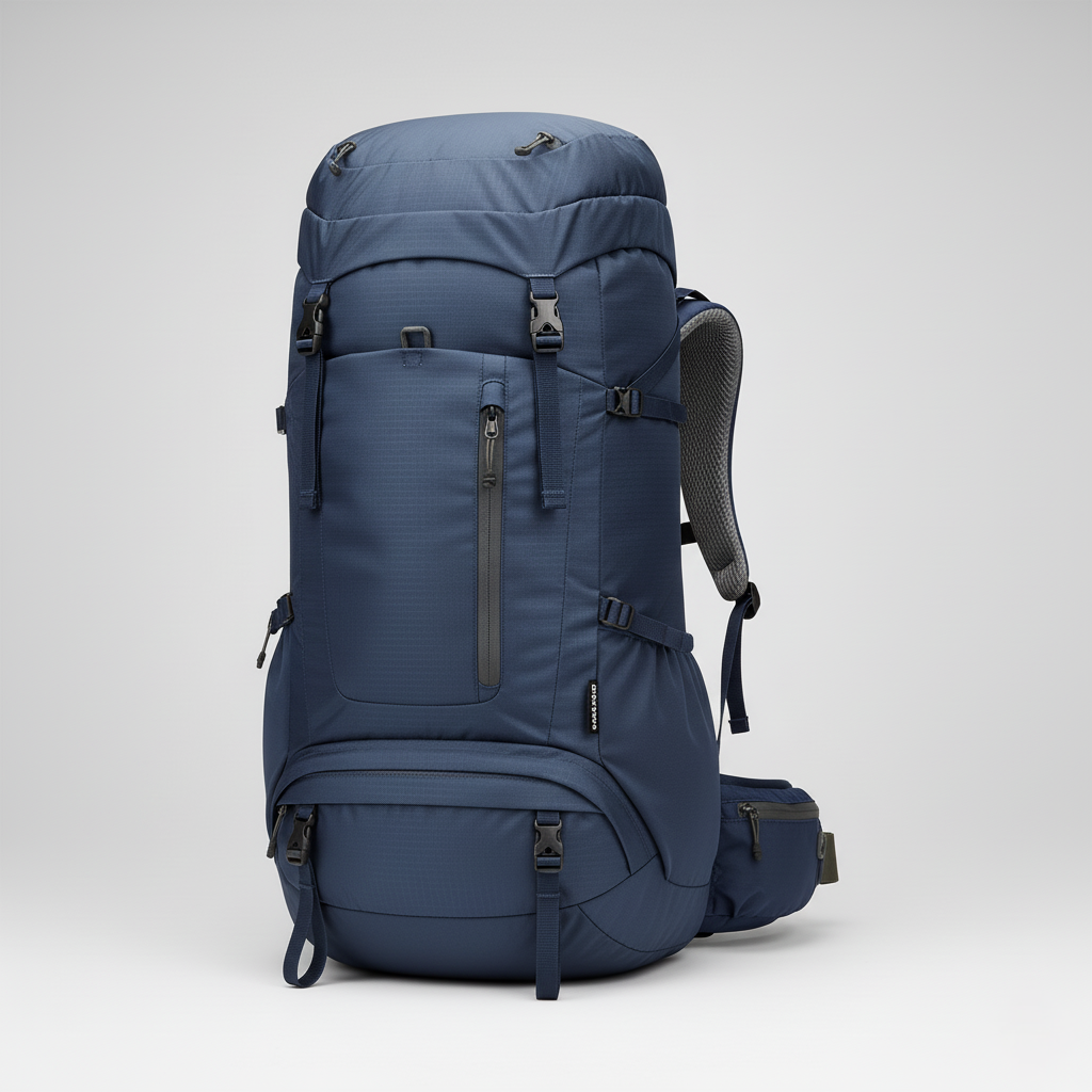 50L Lightweight Nylon Hiking Backpack with Front Zipper Pocket for Trekking and Day Trips