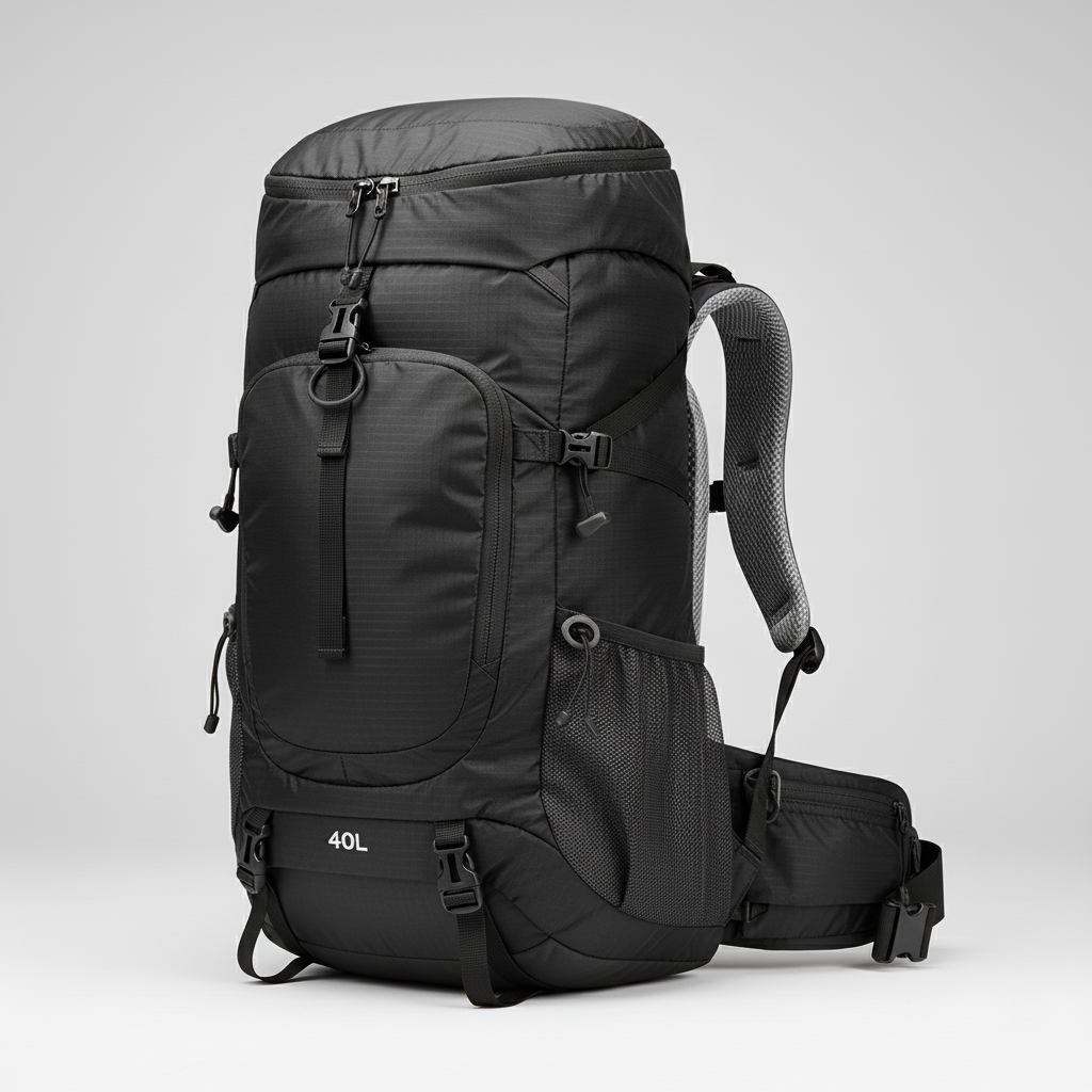 40L Lightweight Nylon Hiking and Camping Backpack with Adjustable Straps and Mesh Pockets for Trail and Travel
