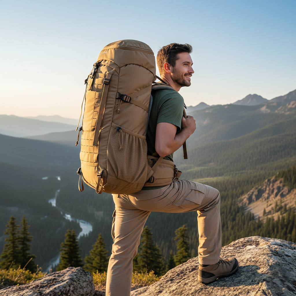 40L Lightweight Nylon Hiking and Camping Backpack with Adjustable Straps and Mesh Pockets for Trail and Travel