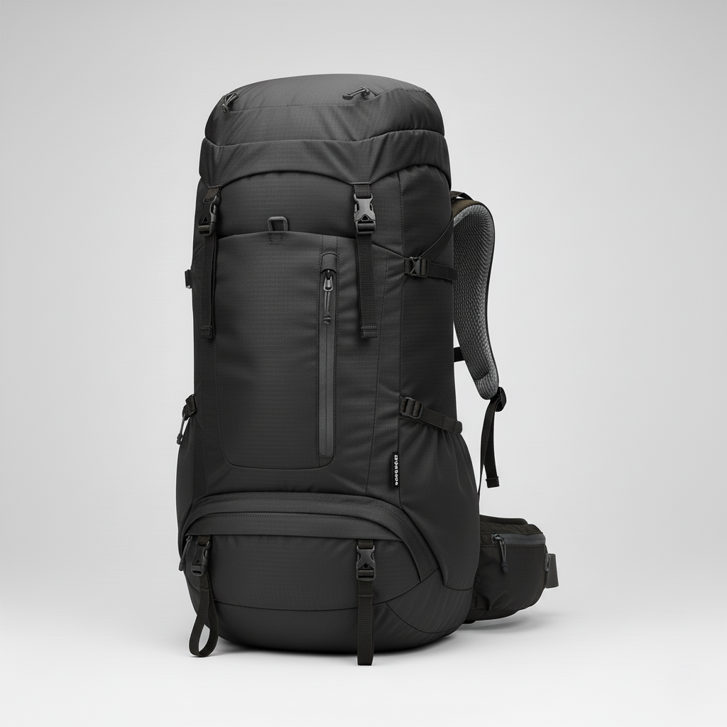 50L Lightweight Nylon Hiking Backpack with Front Zipper Pocket for Trekking and Day Trips