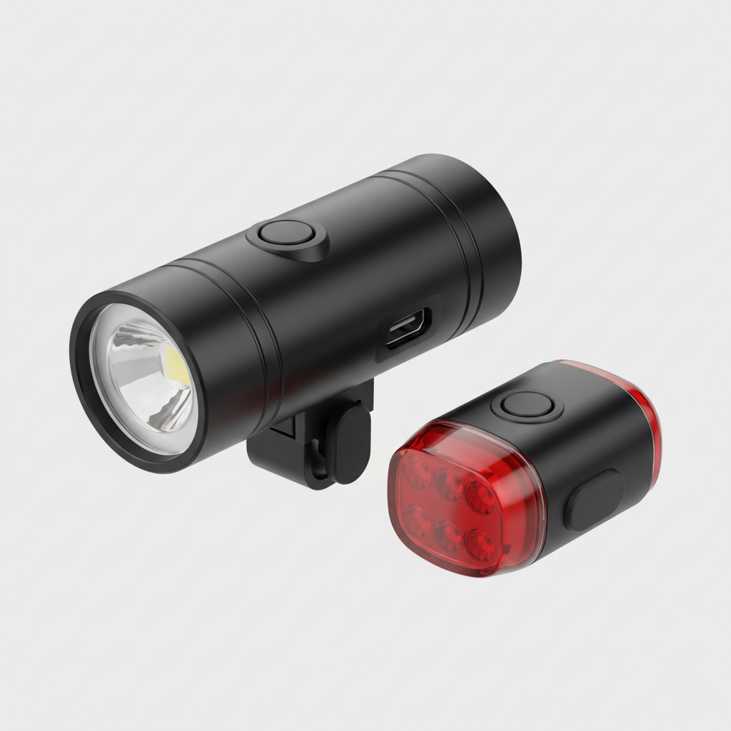 USB Rechargeable Bike Light Set with 300 Lumen Front and Rear Lights for Road and Trail Cycling