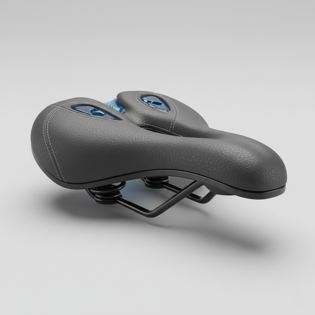 Shock-Absorbing Bike Saddle with Silica Gel Cushion and Water-Resistant PU Leather for Long-Distance Cycling