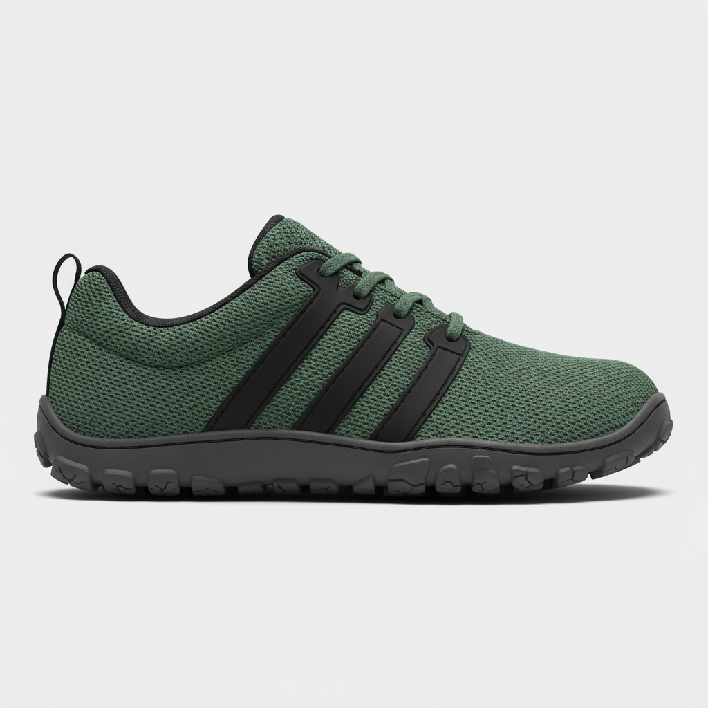 Lightweight Barefoot-Style Walking Shoe with Flexible Sole and Breathable Mesh Upper for Trail and Travel