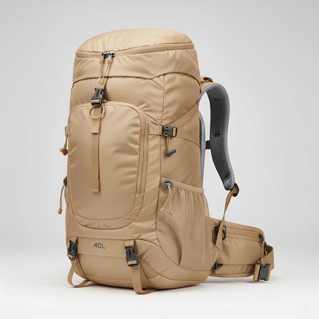 40L Lightweight Nylon Hiking and Camping Backpack with Adjustable Straps and Mesh Pockets for Trail and Travel