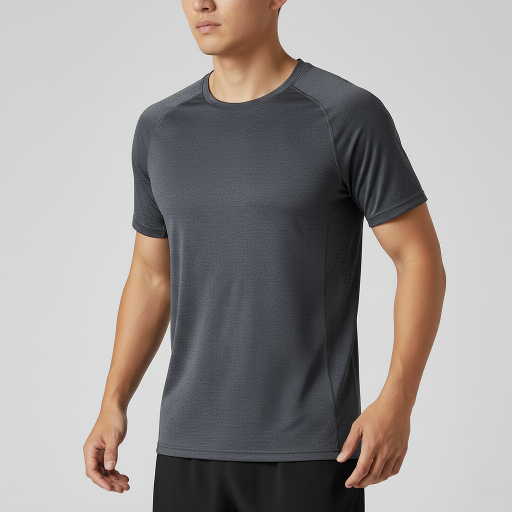 Mens Short Sleeve Quick Dry Polyester T Shirt for Running Hiking and Training