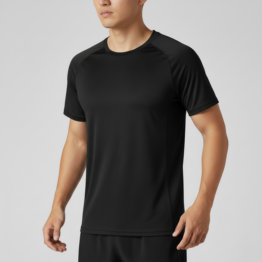 Mens Short Sleeve Quick Dry Polyester T Shirt for Running Hiking and Training