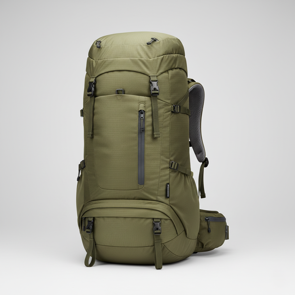 50L Lightweight Nylon Hiking Backpack with Front Zipper Pocket for Trekking and Day Trips