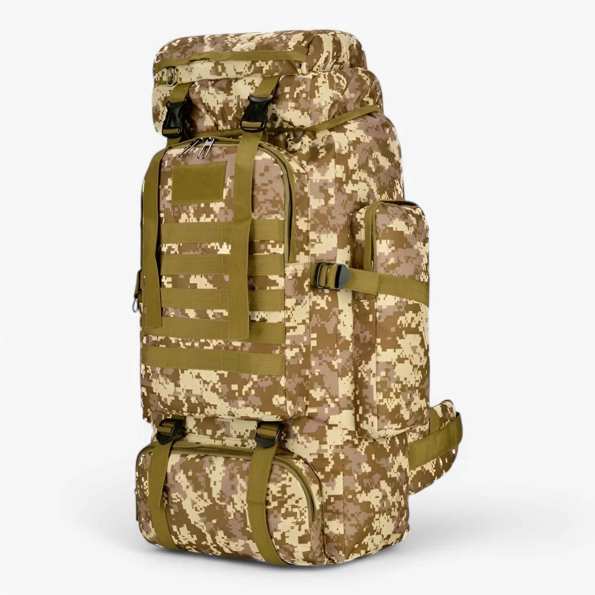 Water-Resistant 80L–100L Tactical Hiking Backpack with 600D Oxford Fabric for Multi-Day Outdoor Trips